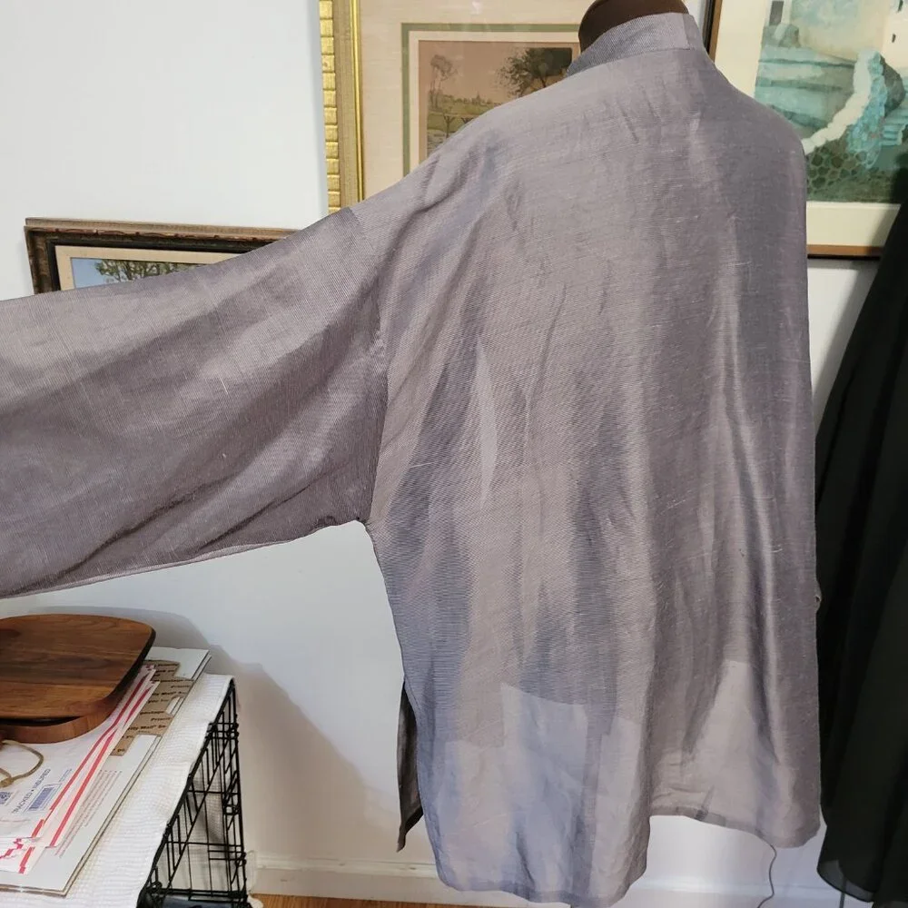 Eileen Fisher Silk & Linen Lightweight Kimono Jacket Size L - Picture 5 of 7